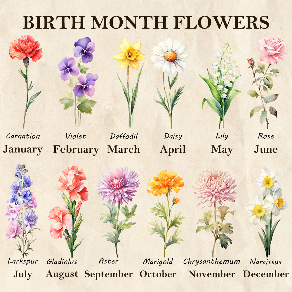 Custom Hug Birth Month Flower Bouquet with Names LED Night Light Frame