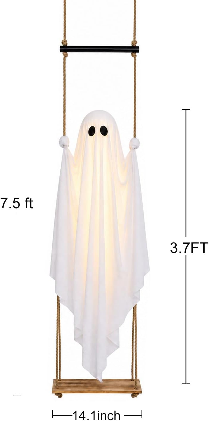 Halloween Decorations Hanging Ghost Swing With Light