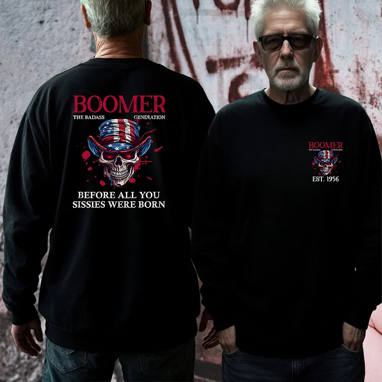 50%off⭐️American Skull Cliparts T-shirt, BOOMER The Badass Generation T-shirt, Unisex Hoodie, Custom Year Of Birth Sweatshirt, Before All You Sissies Were Born T shirt