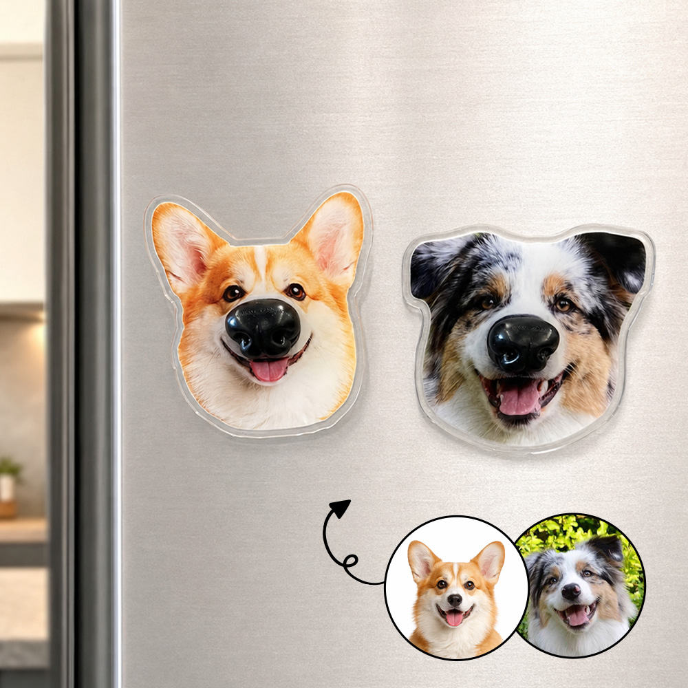 Custom Photo Funny Dog Cat Pet Nose - Custom Squishy Acrylic Fridge Magnet