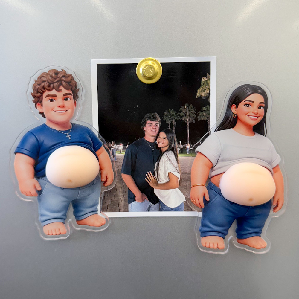 Custom Photo Cartoon Funny Couple Family Members -Custom Squishy Acrylic Fridge Magnet