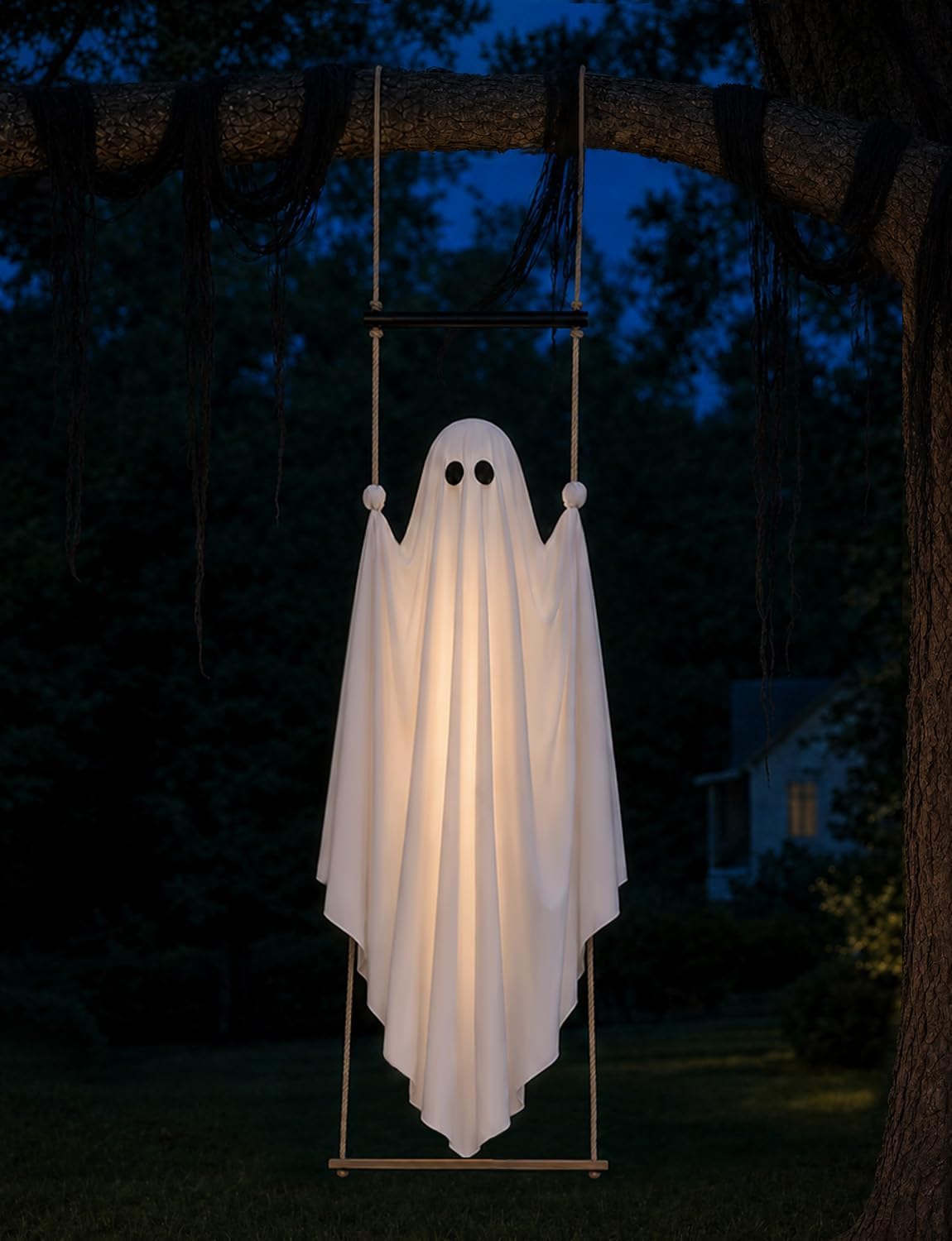 Halloween Decorations Hanging Ghost Swing With Light