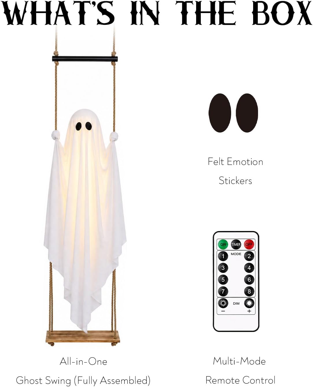 Halloween Decorations Hanging Ghost Swing With Light