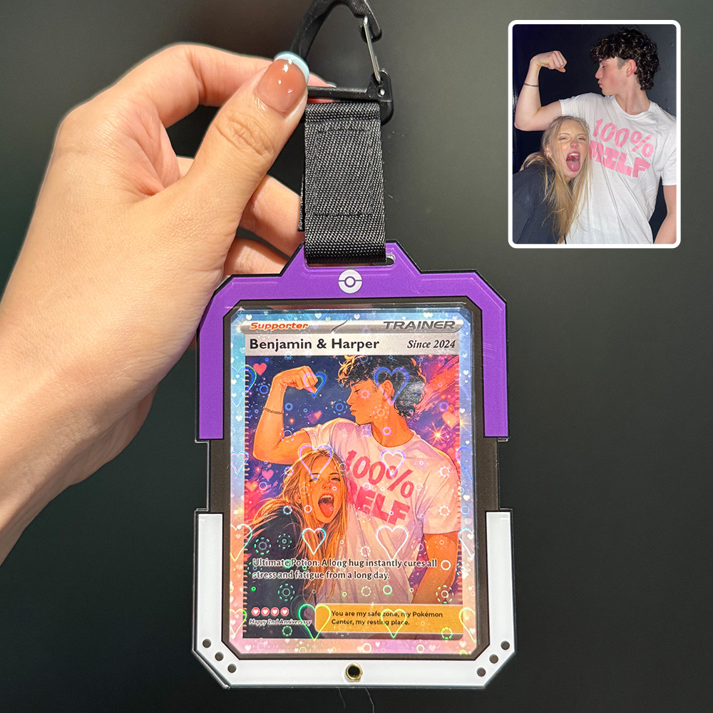 50% OFF💕Personalized Couple Anime Supporter Trainer Card Pokecard Acrylic Pendant