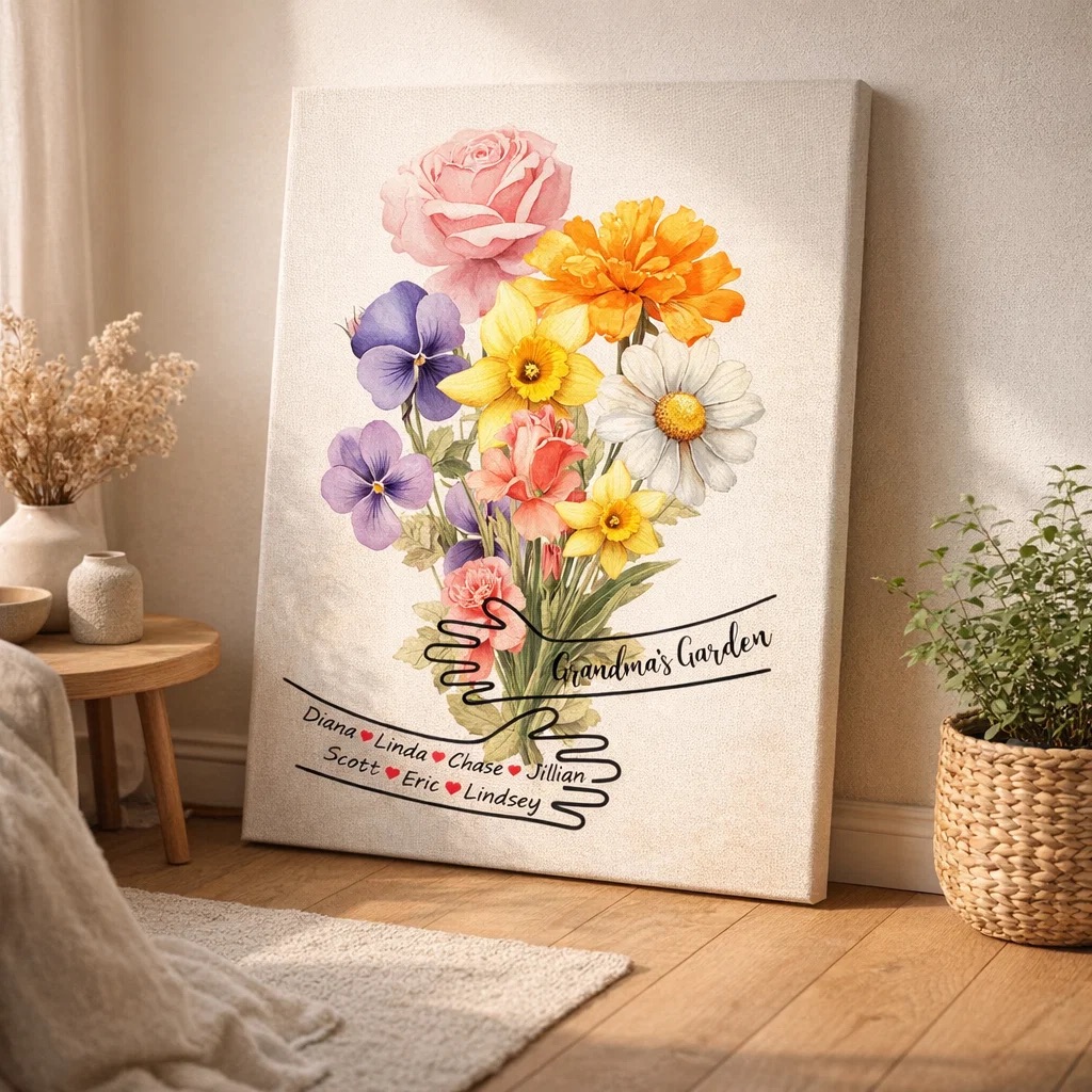Custom Birth Month Flower Bouquet Frame