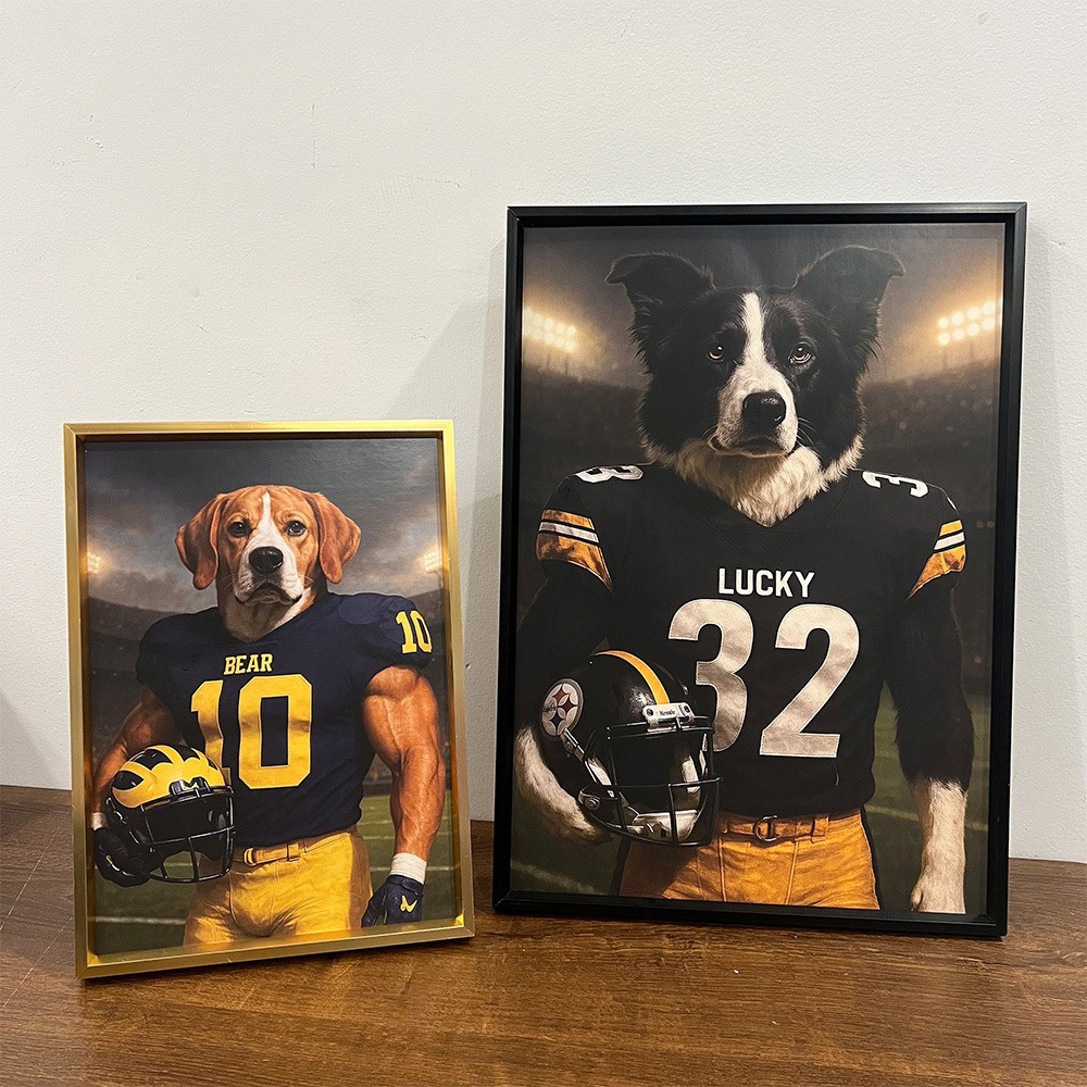 🏈Custom Pet Portrait American Football Wall Art American Football