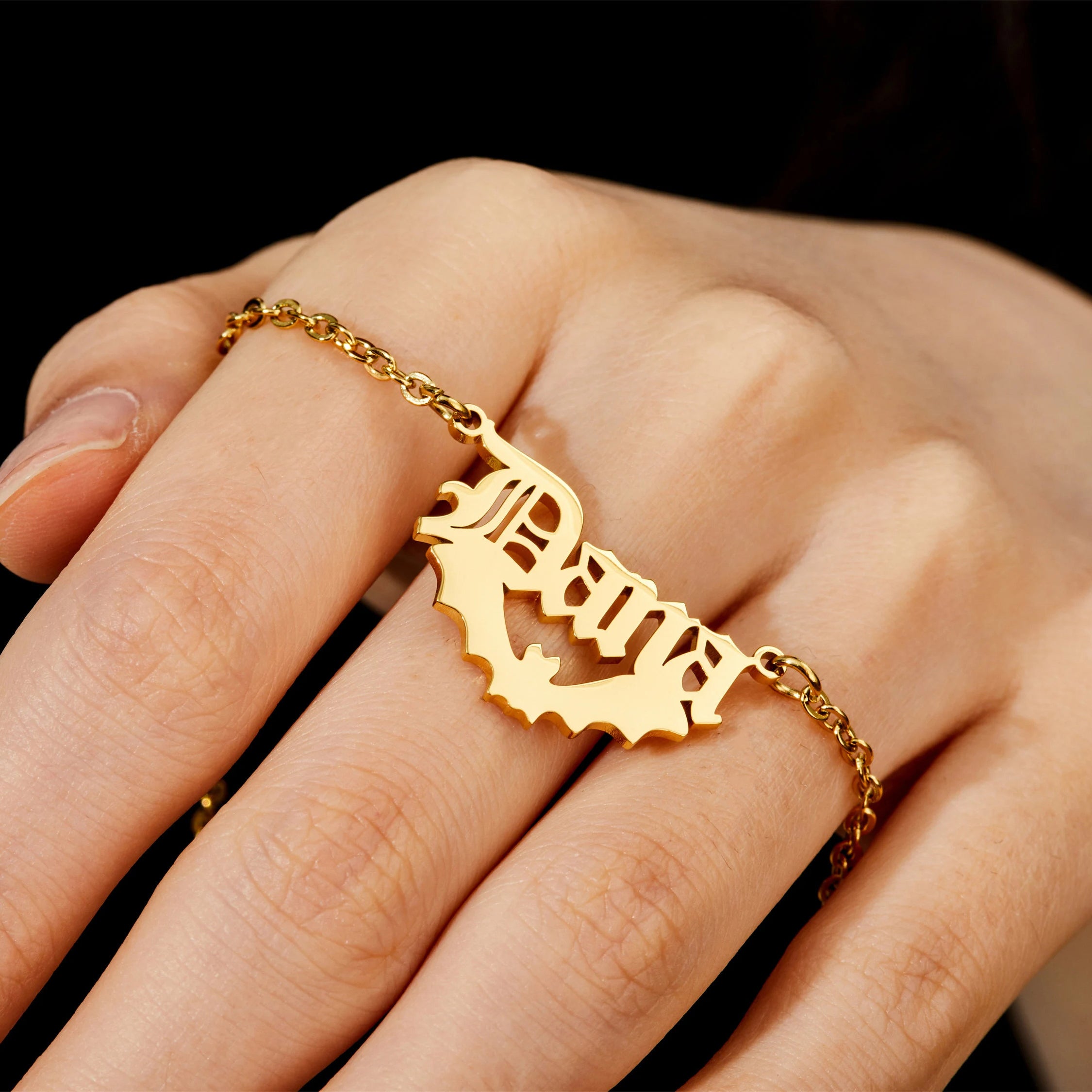 Personalized Bat Name Necklace Gothic Style