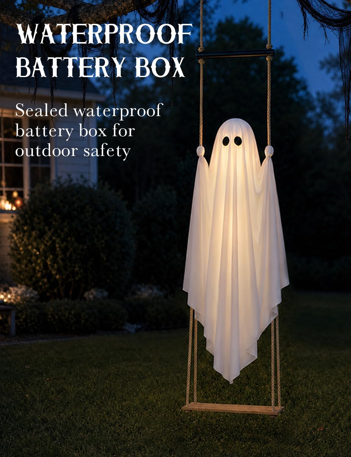Halloween Decorations Hanging Ghost Swing With Light