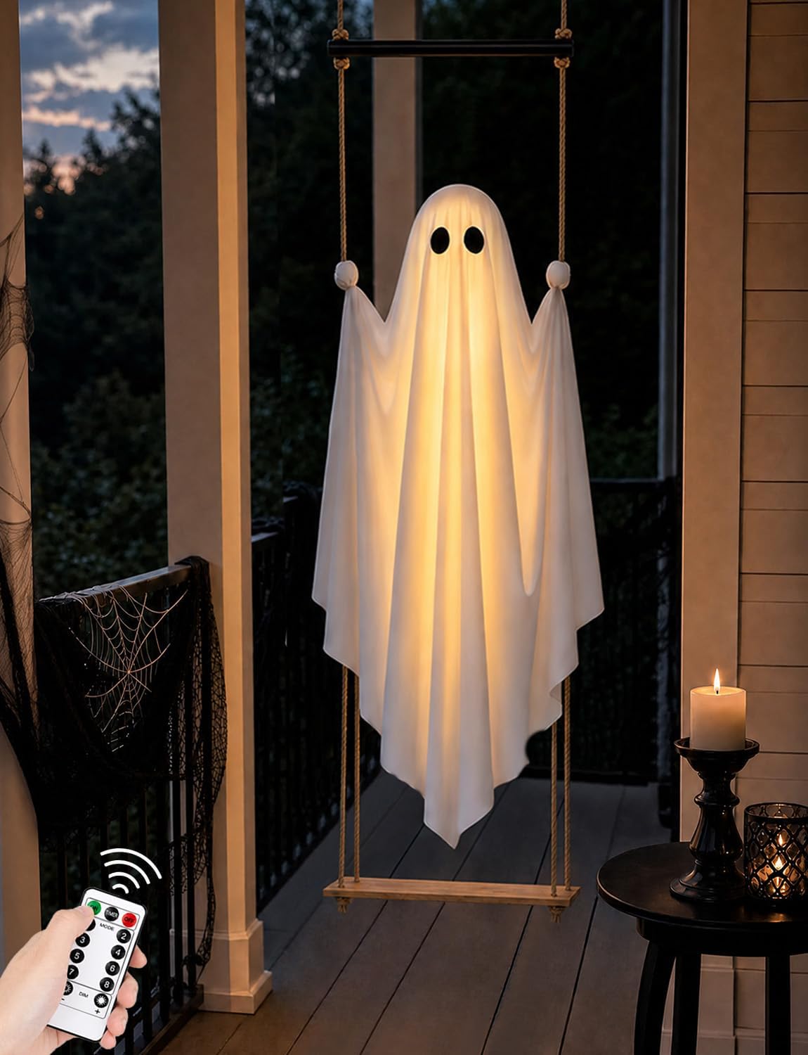 Halloween Decorations Hanging Ghost Swing With Light