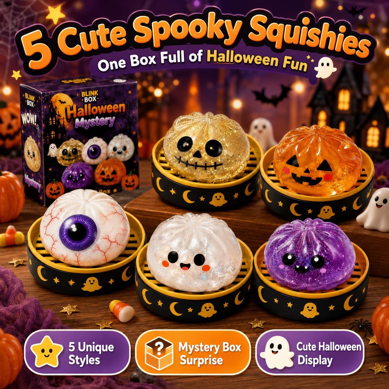 Halloween Dumpling Squishy Mystery Box Set of 5