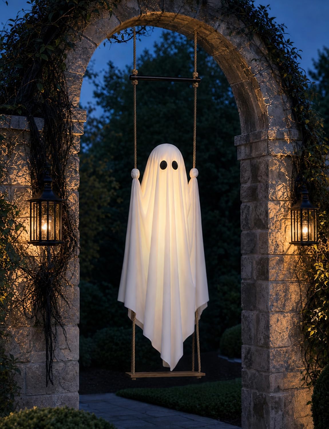 Halloween Decorations Hanging Ghost Swing With Light