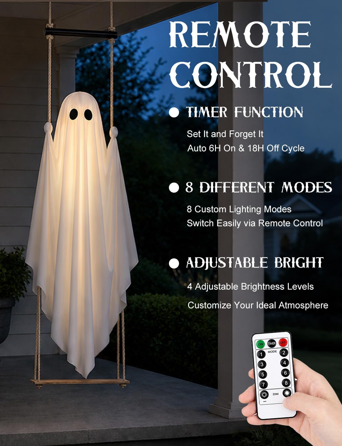 Halloween Decorations Hanging Ghost Swing With Light