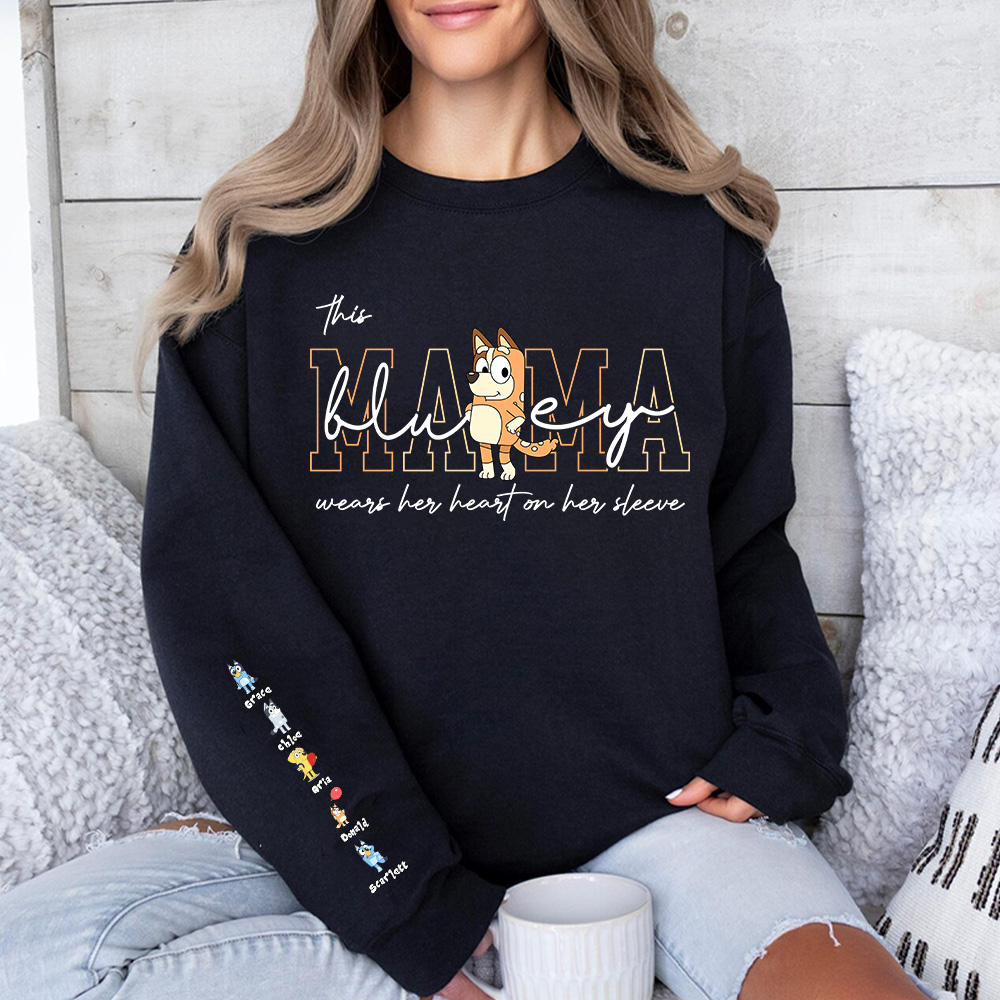 Custom MAMA Bluey Crewneck/Hoodie, With Kids Names