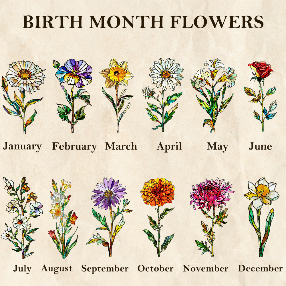 Mom's Garden Custom Birth Flower&Name 3D 15mm Thick Crystal Acrylic Light