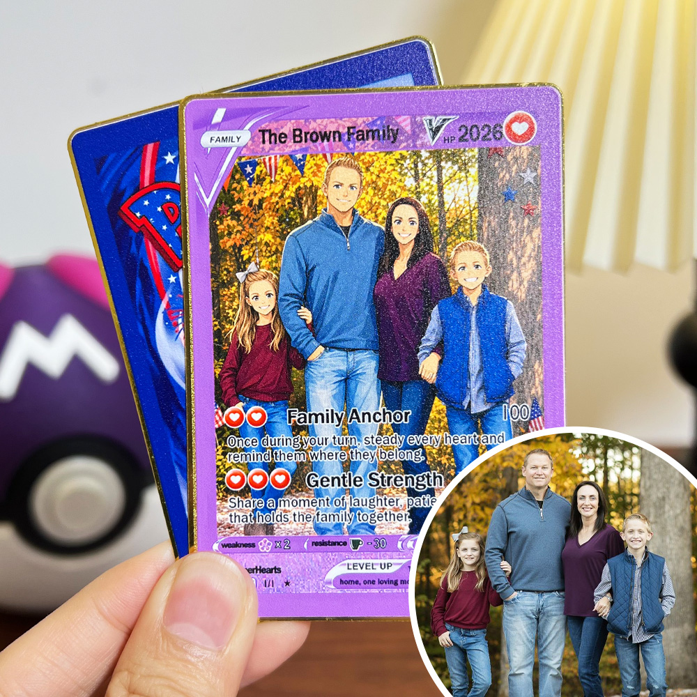 Custom 250th Anniversary V Pokecard Family Photo Anime Card
