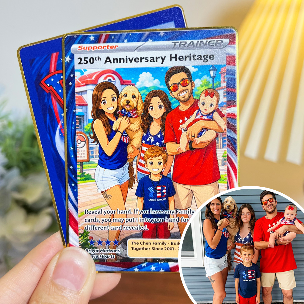Custom 250th Anniversary Supporter Trainer Family Photo Anime Card Pokecard  