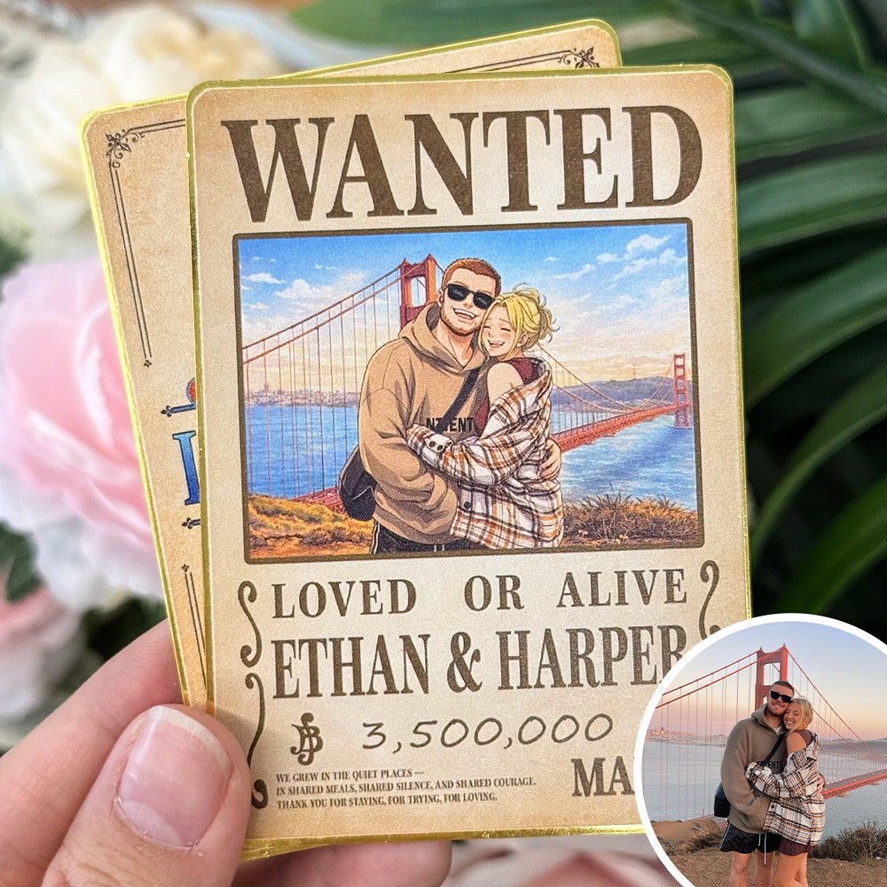 Custom Wanted Anime Card For Couples