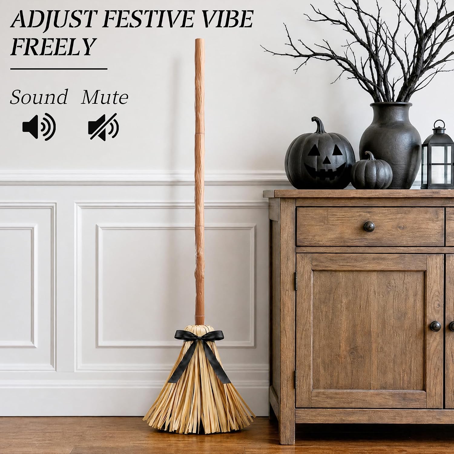 Halloween Decoration Indoor 49" Animated Moving Witch Broom