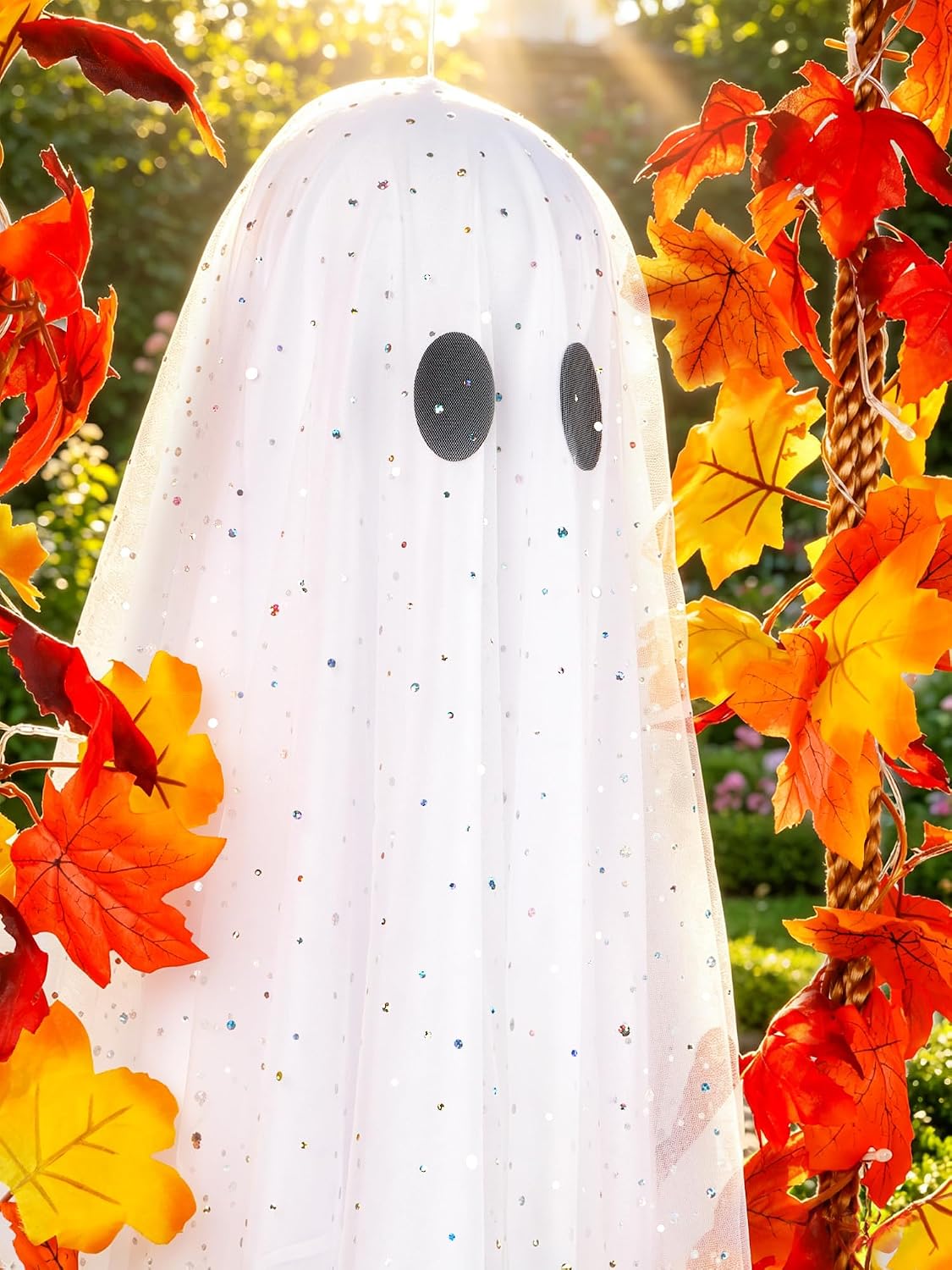 Halloween Decorations Hanging Ghost Decor with a Maple Leaf Swing Ghost Light