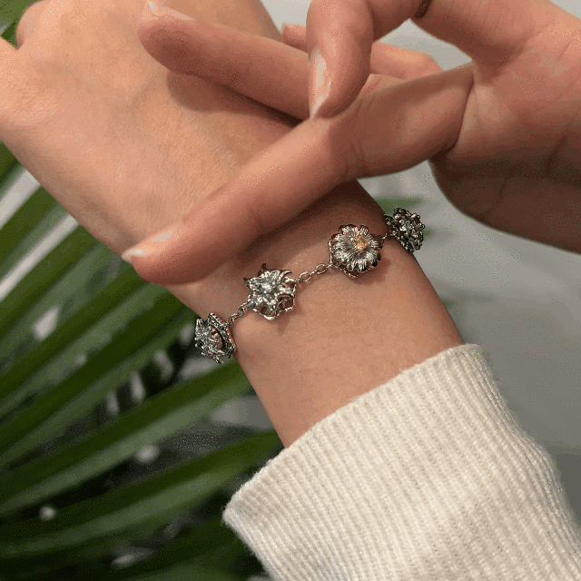 Personalized Birth Flower Fidget Spinner Bracelet With Birthstone For Mom & Grandma
