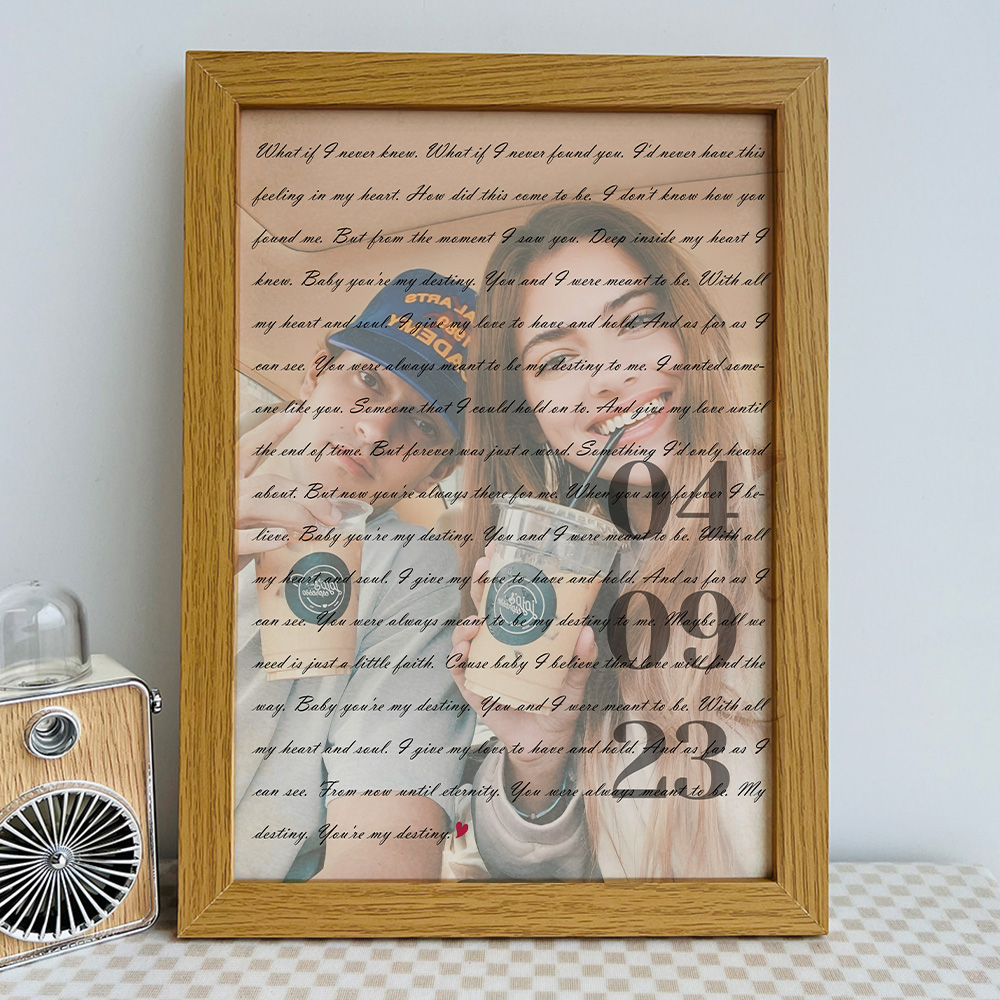 Custom Song Lyrics Couple Photo Frame, Wedding Anniversary Gift