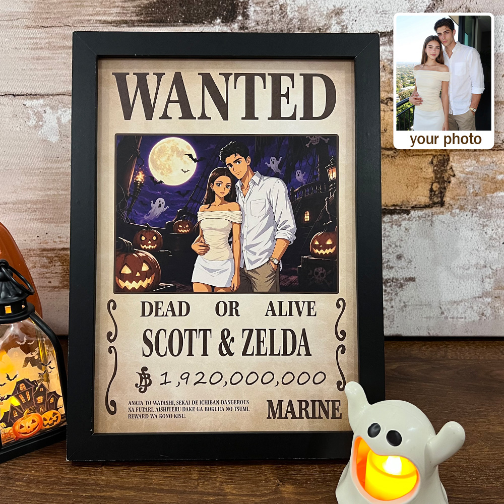 50%OFF⚓Custom Anime Wanted Couple Portrait, Pirate Theme Frame Gift