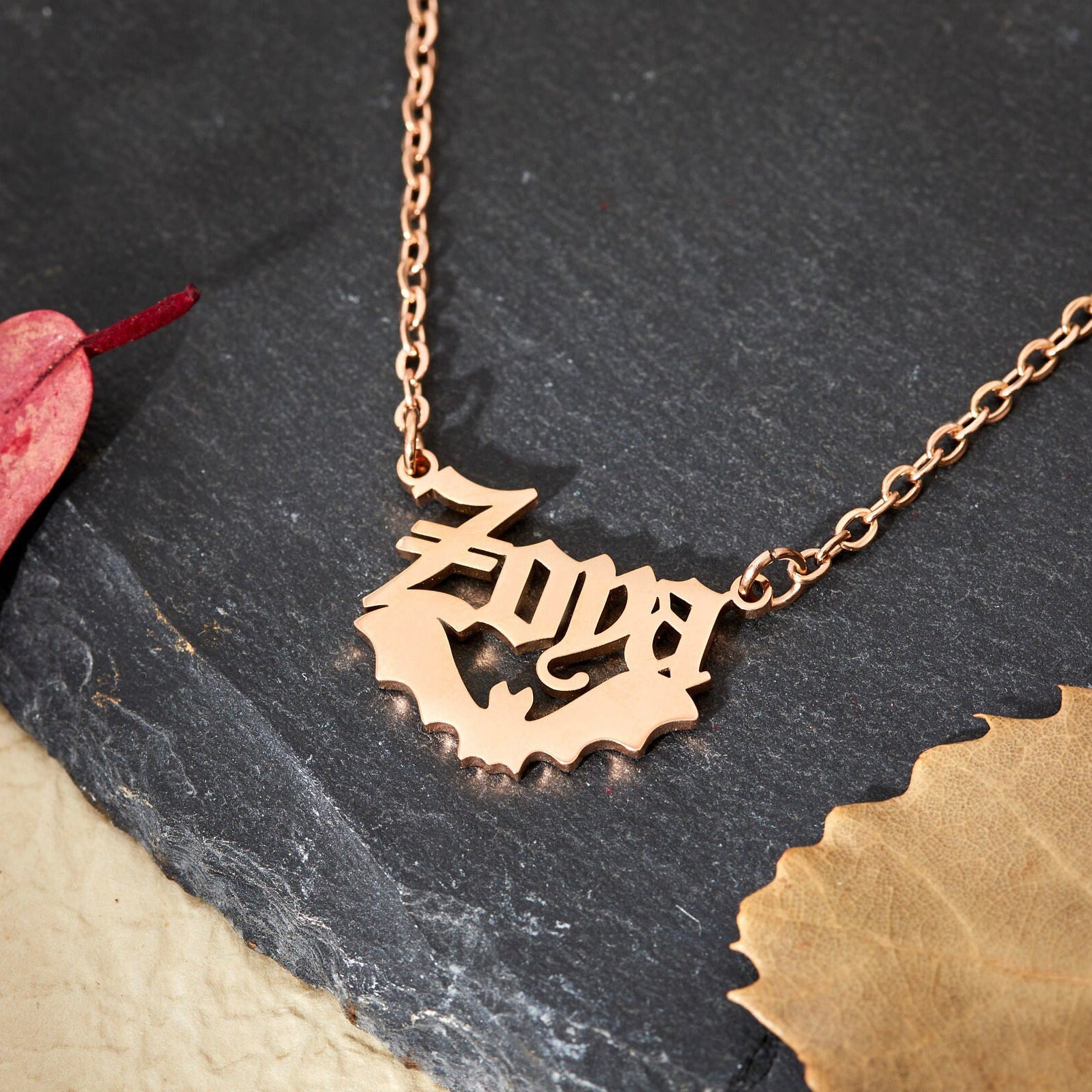 Personalized Bat Name Necklace Gothic Style