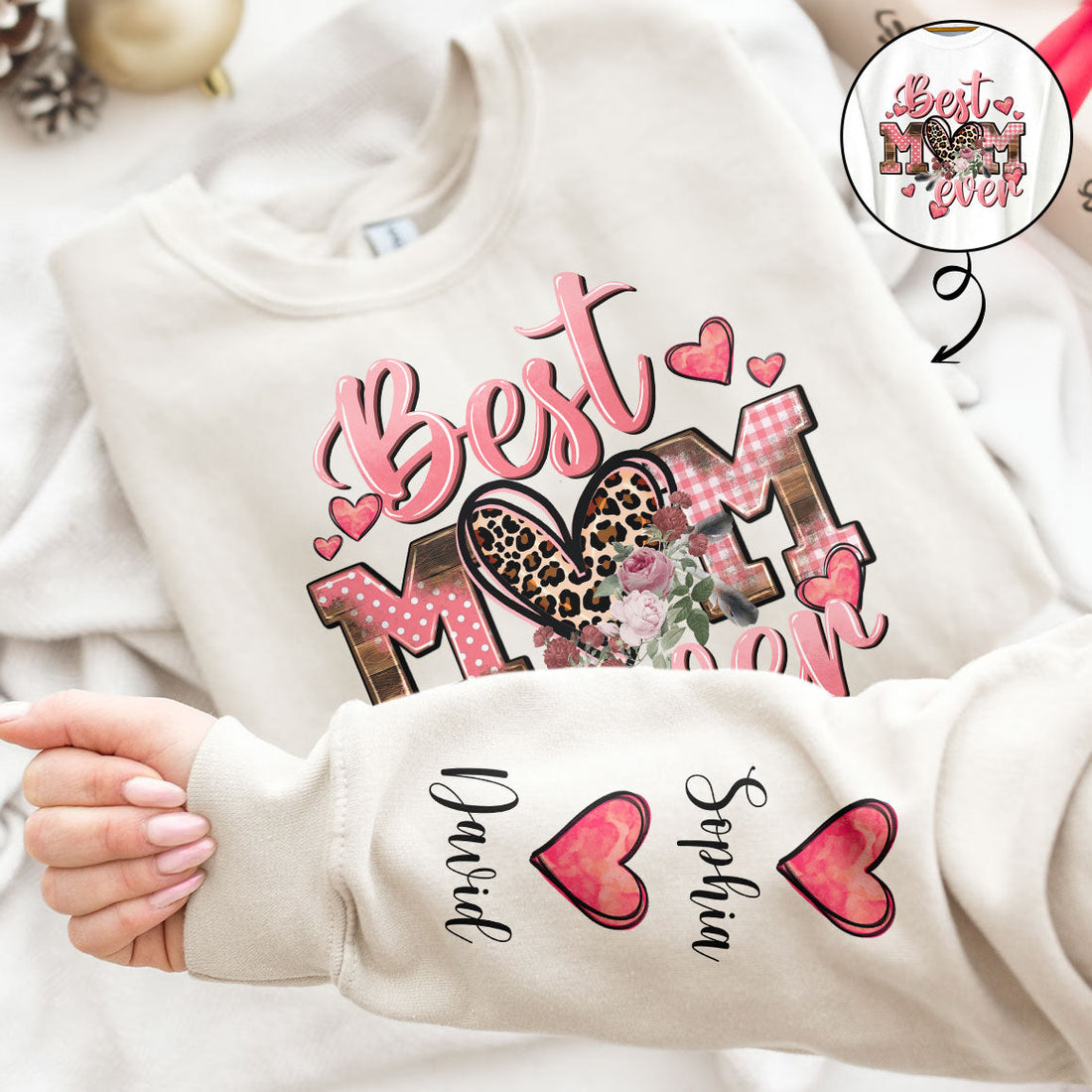 50% OFF🌟 Personalized Leopard Version Best Mom Ever  Sweatshirt