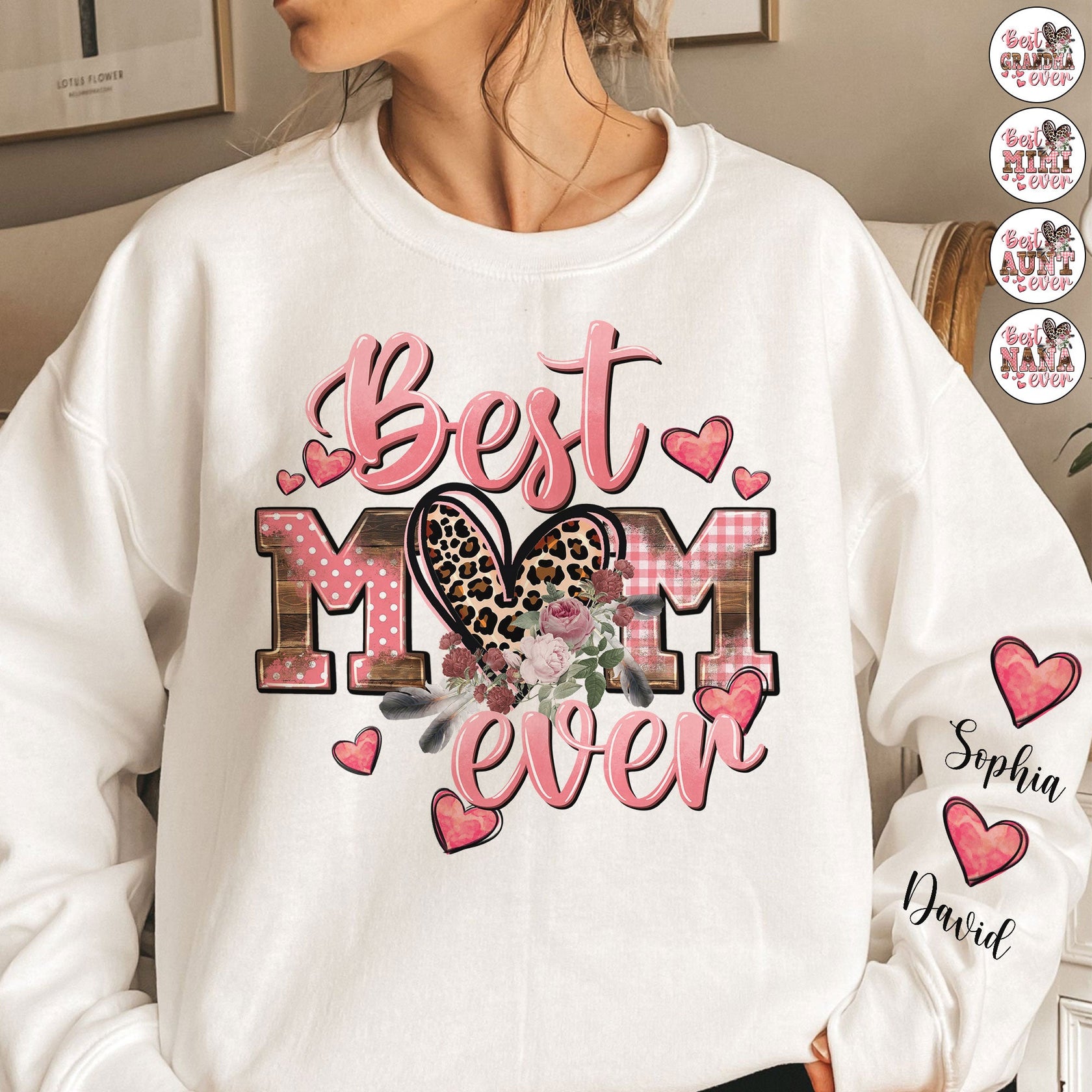 50% OFF🌟 Personalized Leopard Version Best Mom Ever  Sweatshirt