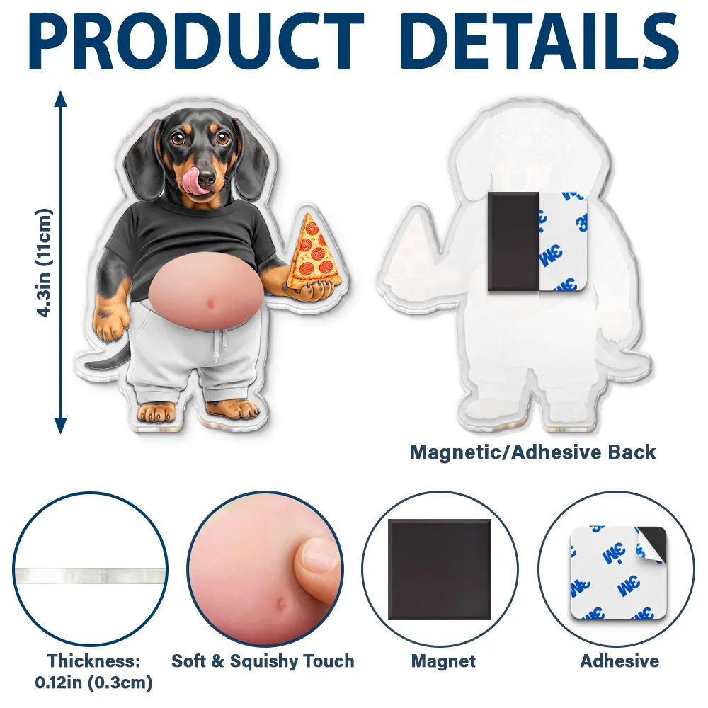 Custom Photo Funny Belly Cat Dog Pet Figure - Custom Squishy Acrylic Fridge Magnet