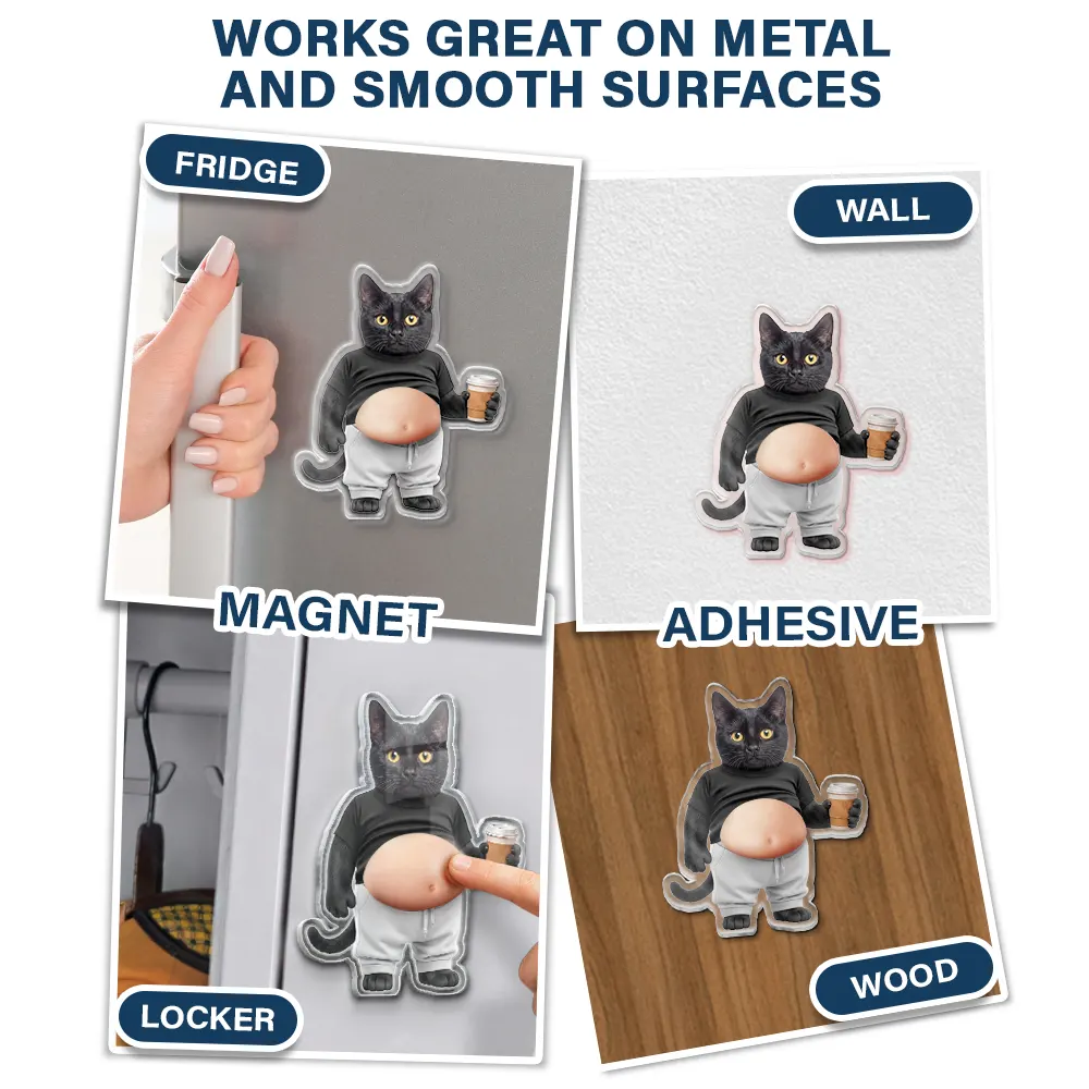 Custom Photo Funny Belly Cat Dog Pet Figure - Custom Squishy Acrylic Fridge Magnet