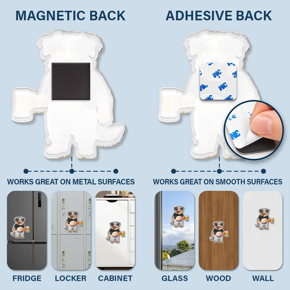 Custom Photo Funny Belly Cat Dog Pet Figure - Custom Squishy Acrylic Fridge Magnet