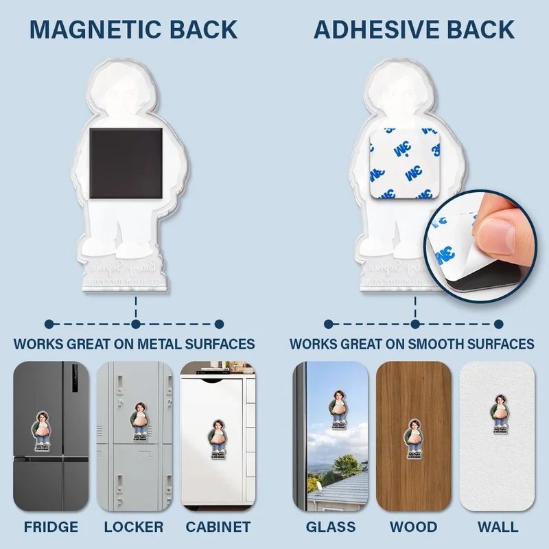 Custom Photo Cartoon Funny Belly Character Couple Family Members -Custom Squishy Acrylic Fridge Magnet
