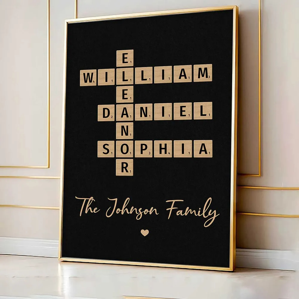 Family Crossword Art - Created In A Moment, Treasured Forever Personalized Frame Gift