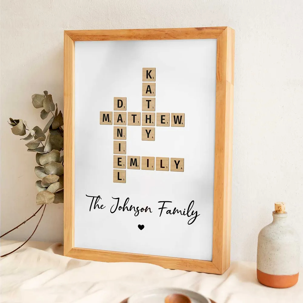 Family Crossword Art - Created In A Moment, Treasured Forever Personalized Frame Gift
