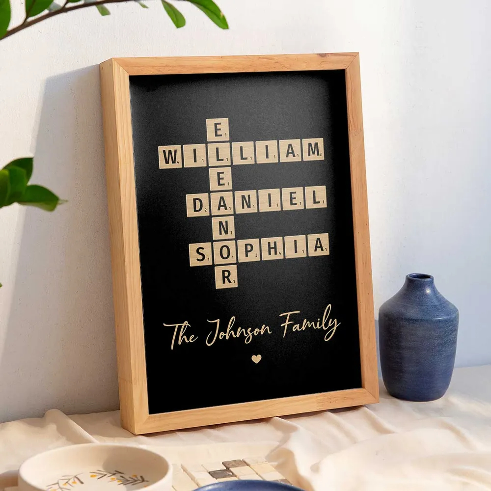 Family Crossword Art - Created In A Moment, Treasured Forever Personalized Frame Gift