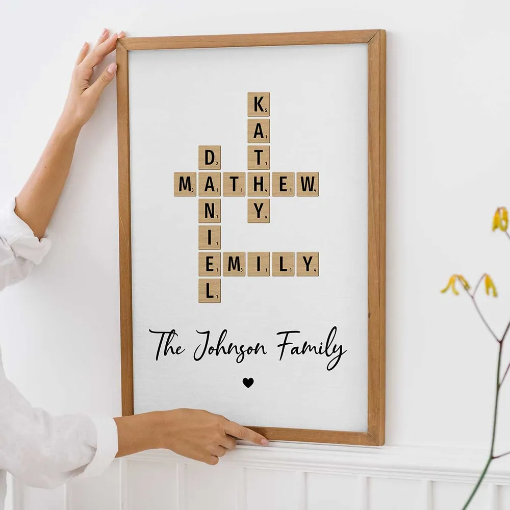 Family Crossword Art - Created In A Moment, Treasured Forever Personalized Frame Gift
