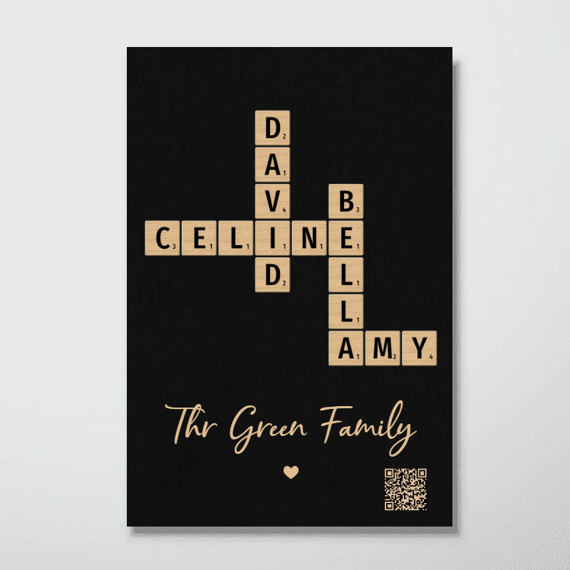 Family Crossword Art - Created In A Moment, Treasured Forever Personalized Frame Gift