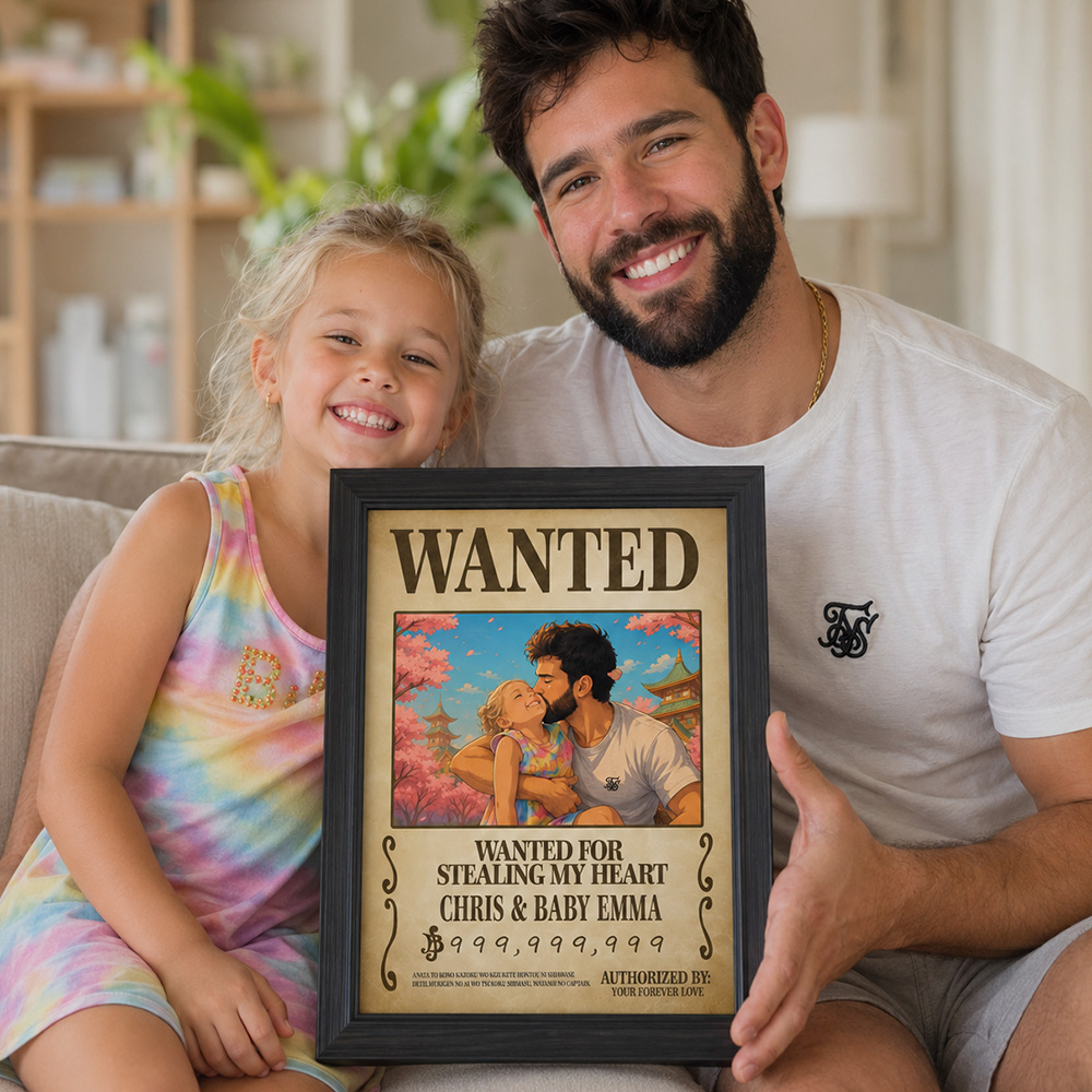 Custom Dad Anime Wanted Portrait, Pirate Theme Frame Gift⚓