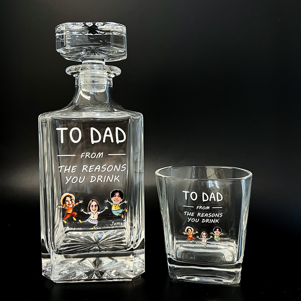 50%OFF ⭐️ To Dad From The Reasons You Drink-CustomPhoto Face Kids Whiskey Bottle Cup Gift Set