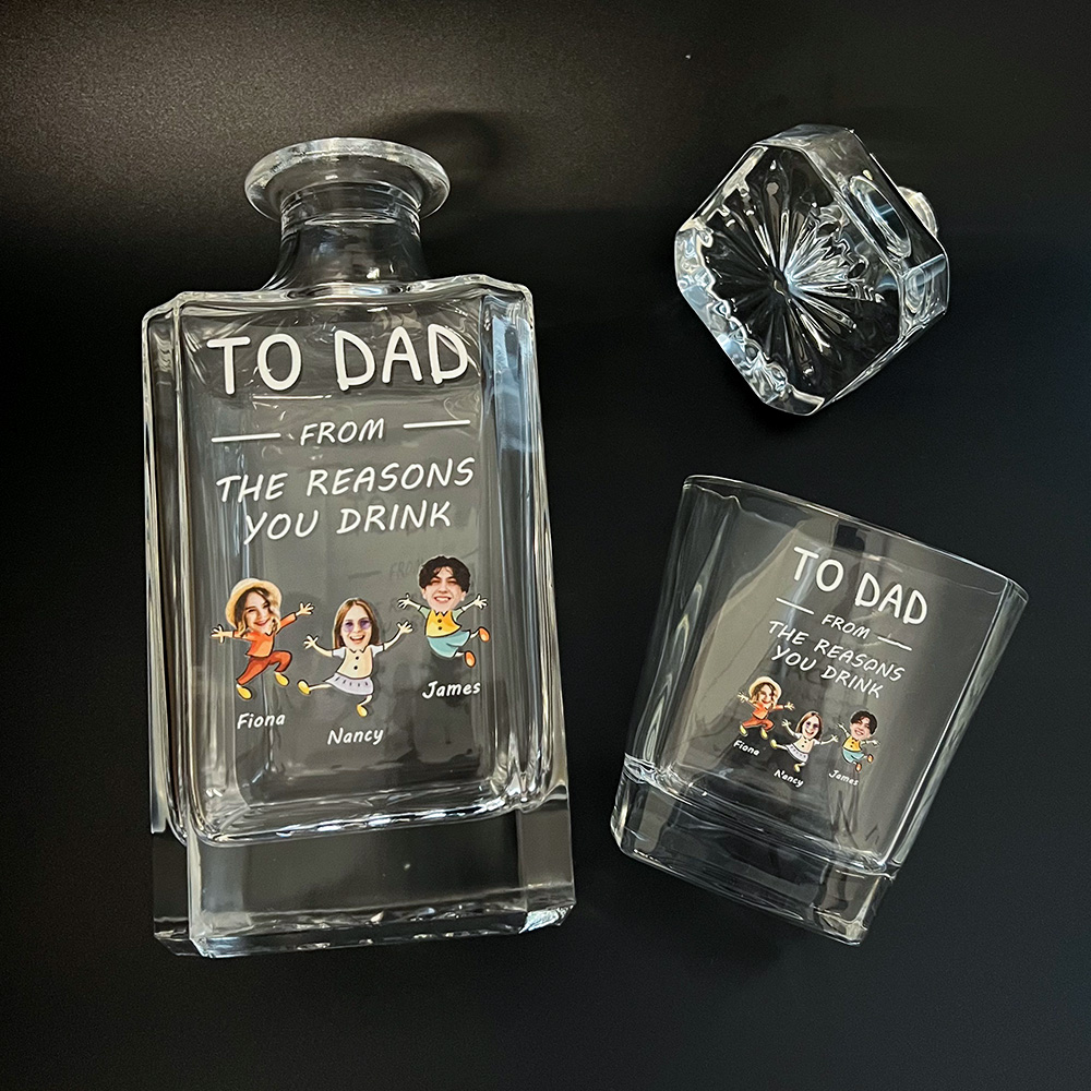 50%OFF ⭐️ To Dad From The Reasons You Drink-CustomPhoto Face Kids Whiskey Bottle Cup Gift Set
