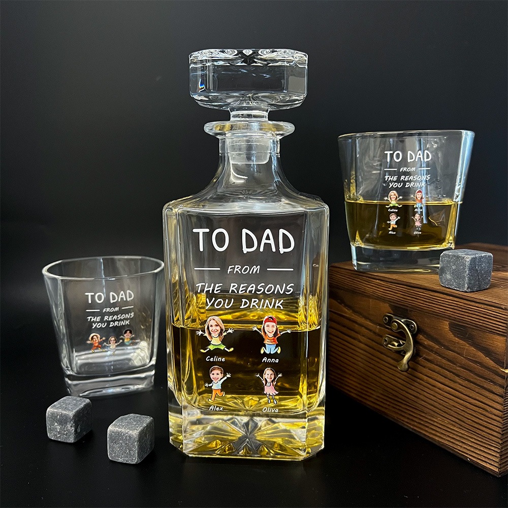 50%OFF ⭐️ To Dad From The Reasons You Drink-CustomPhoto Face Kids Whiskey Bottle Cup Gift Set