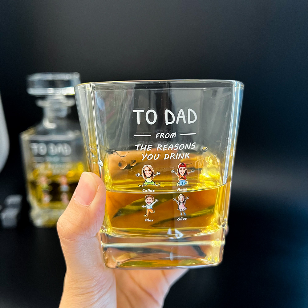 50%OFF ⭐️ To Dad From The Reasons You Drink-CustomPhoto Face Kids Whiskey Bottle Cup Gift Set