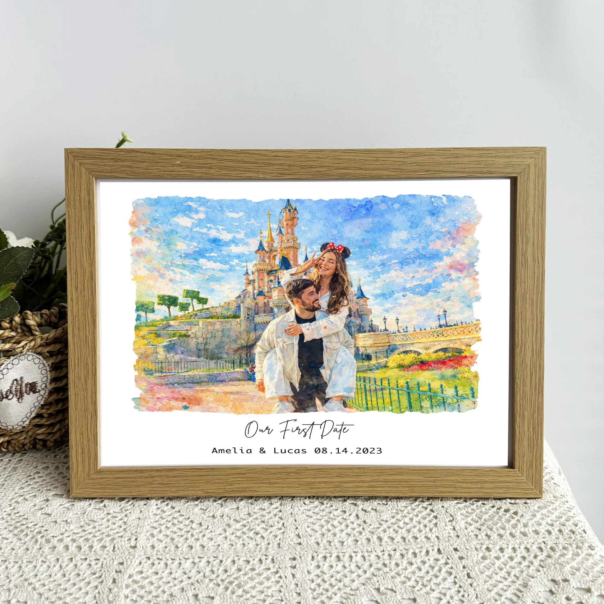 Where Our Story Began❤️ – Personalized Watercolor Photo Frame