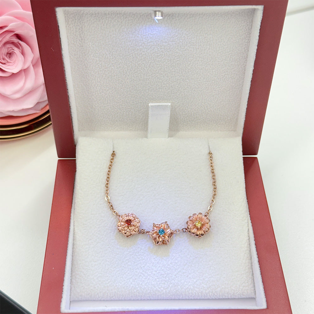 Personalized Birth Flower Fidget Spinner Bracelet With Birthstone For Mom & Grandma