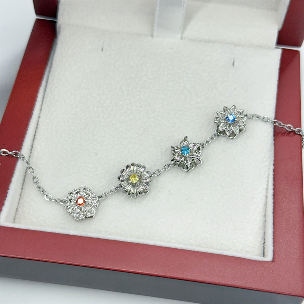 Personalized Birth Flower Fidget Spinner Bracelet With Birthstone For Mom & Grandma