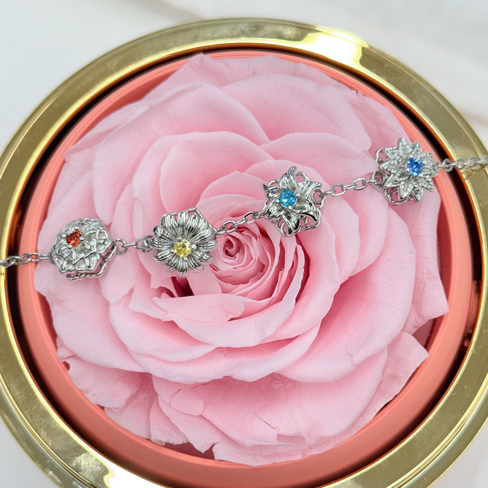 Personalized Birth Flower Fidget Spinner Bracelet With Birthstone For Mom & Grandma