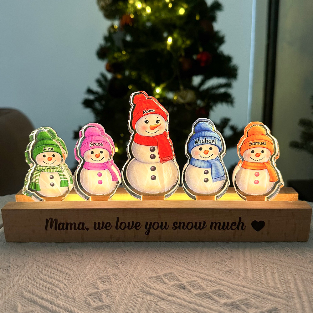 50%OFF✨Custom Mom's Single Snowman&Name 3D 15mm Thick Crystal Acrylic Light☃️