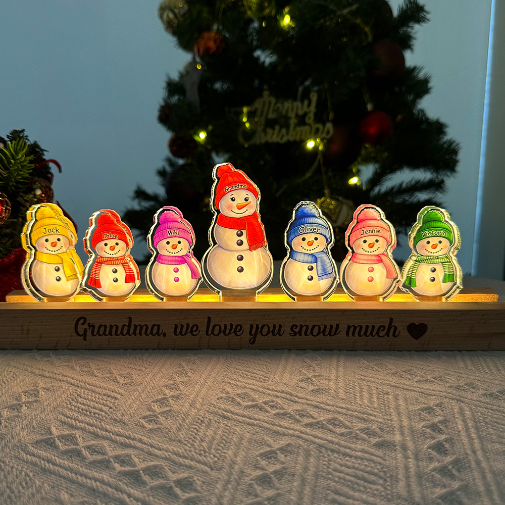 50%OFF✨Custom Mom's Single Snowman&Name 3D 15mm Thick Crystal Acrylic Light☃️