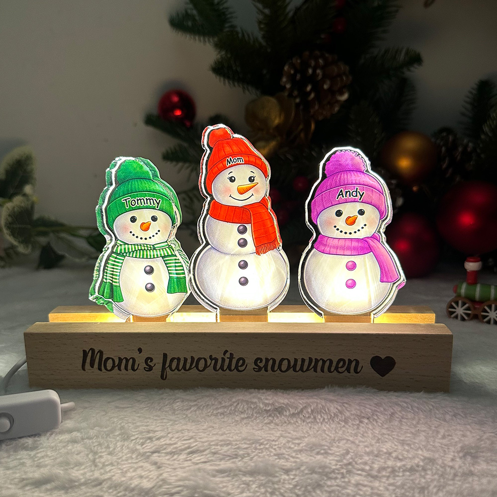 50%OFF✨Custom Mom's Single Snowman&Name 3D 15mm Thick Crystal Acrylic Light☃️